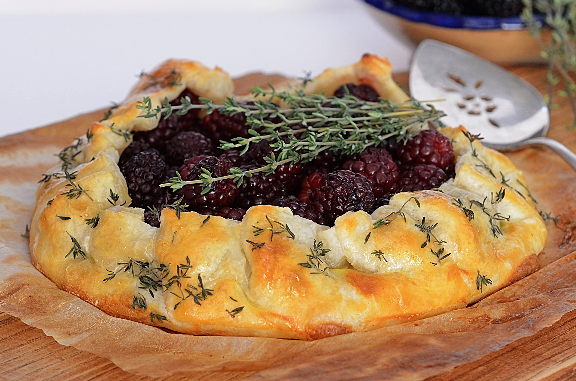 Honey Cream Cheese Blackberry Thyme Galette - Hello Canola