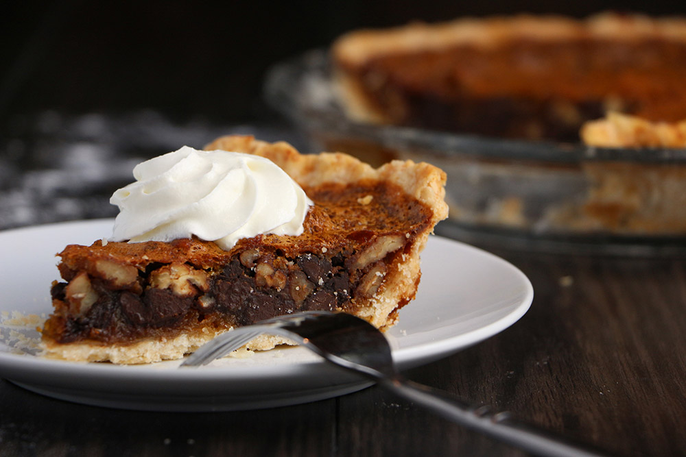 Bourbon Chocolate Pecan Pie - Hello Canola